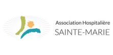 Logo Officiel Association Hospitalière SAINTE-MARIE Logo Association Hospitalière SAINTE-MARIE, icône abstraite colorée et rayons.