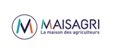 MAISAGRI : La maison des agriculteurs - Logo officiel Logo MAISAGRI, La maison des agriculteurs. Lettre M tricolore turquoise, bleu et orange dans un cercle fin.